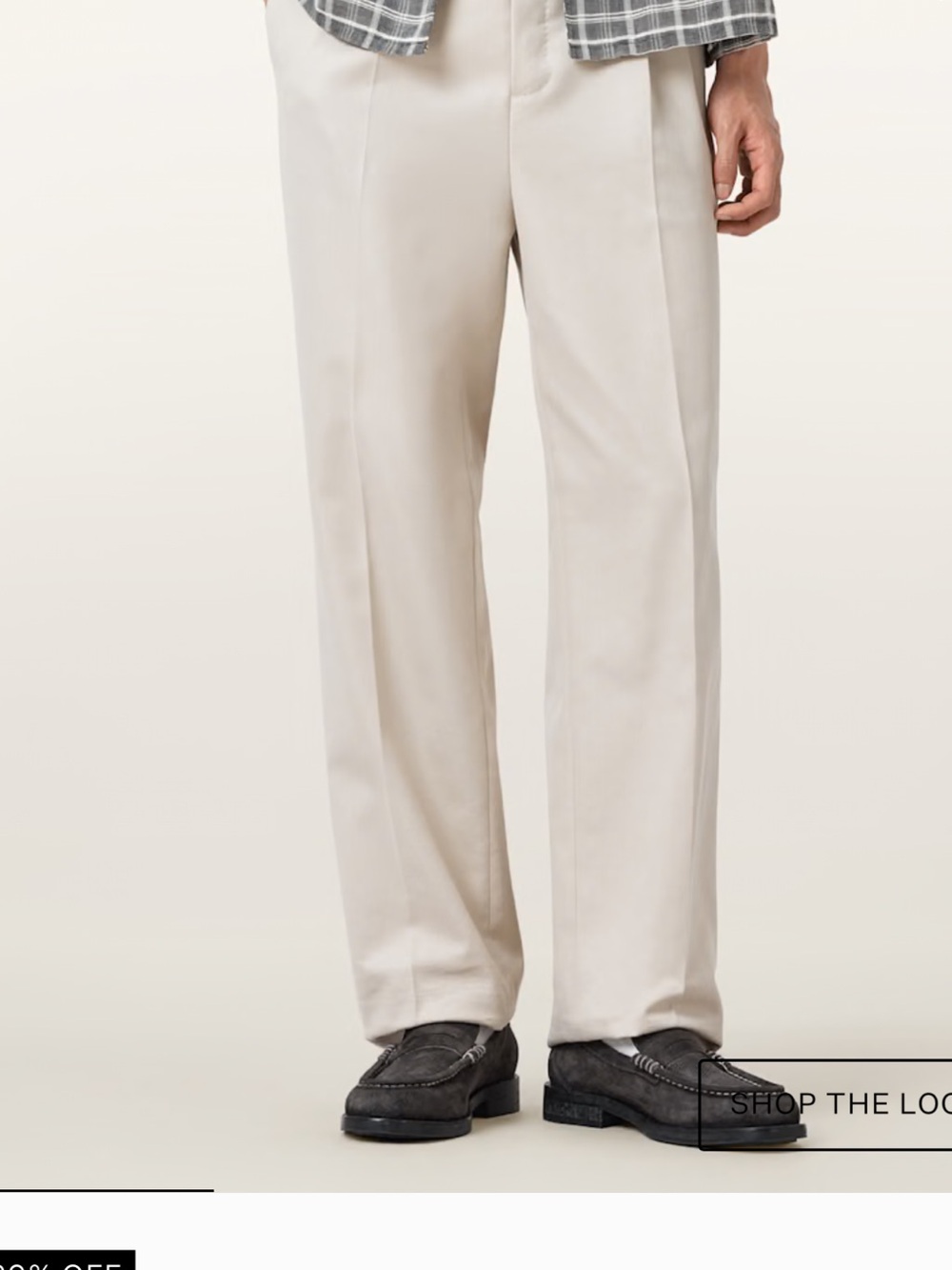 AllSaints Men's Cream STRAIGHT LEG PANTS Dress Trousers size 32
